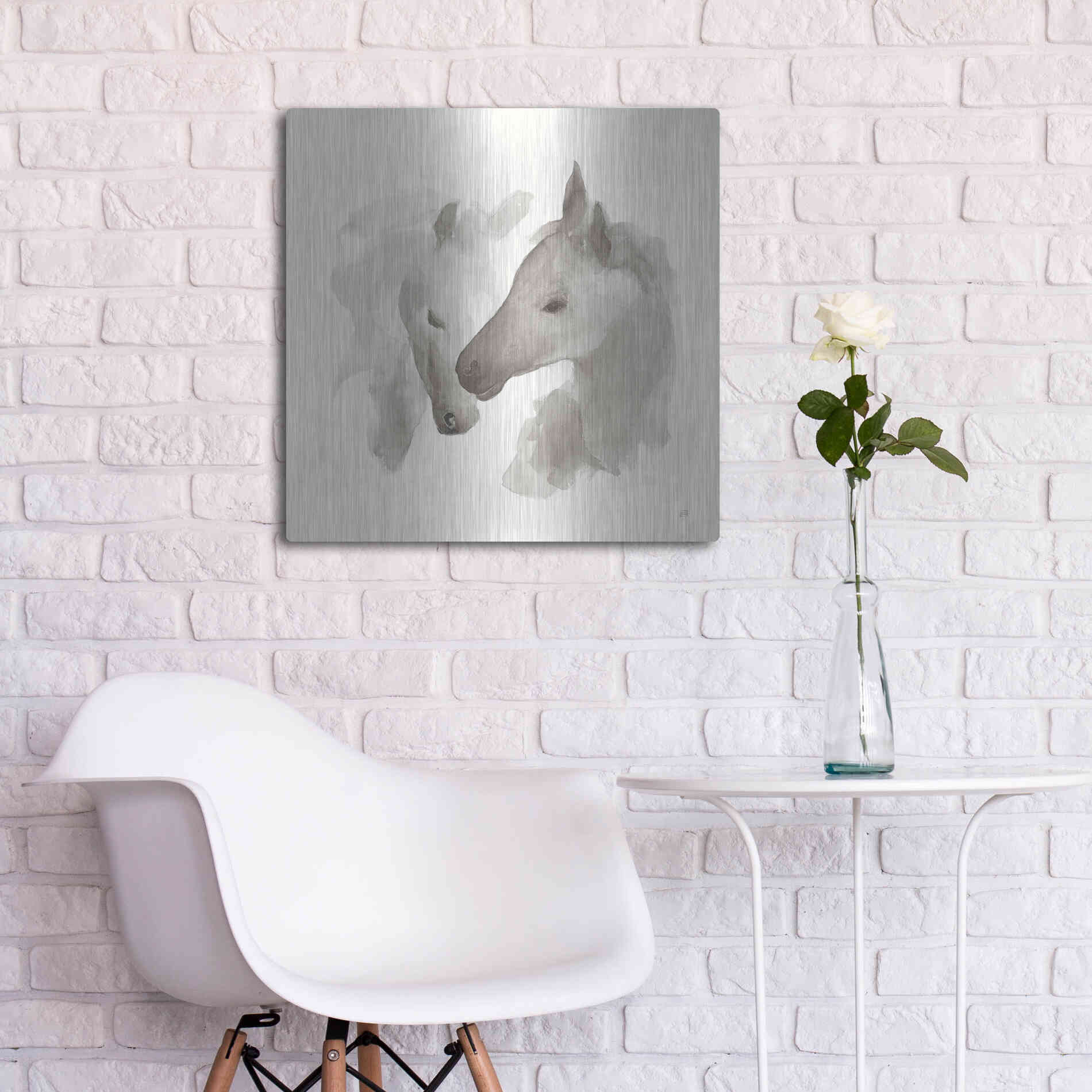 Luxe Metal Art 'Nuzzling I' by Chris Paschke, Metal Wall Art,24x24