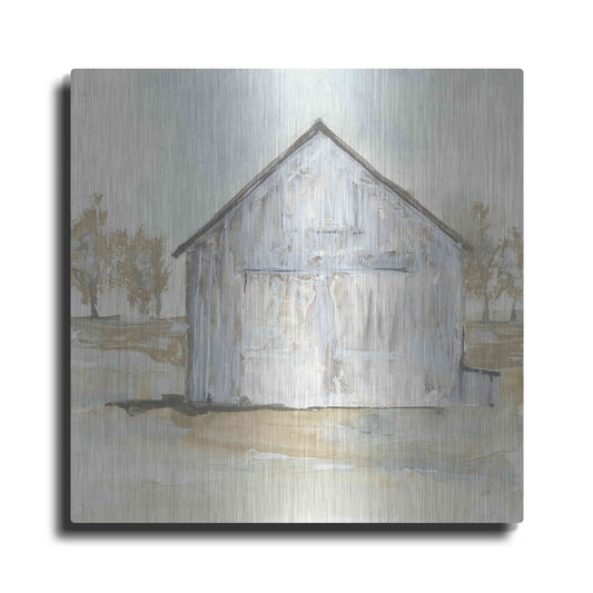 Luxe Metal Art 'White Barn I' by Chris Paschke, Metal Wall Art