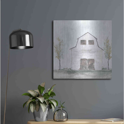 Luxe Metal Art 'White Barn IV' by Chris Paschke, Metal Wall Art,24x24