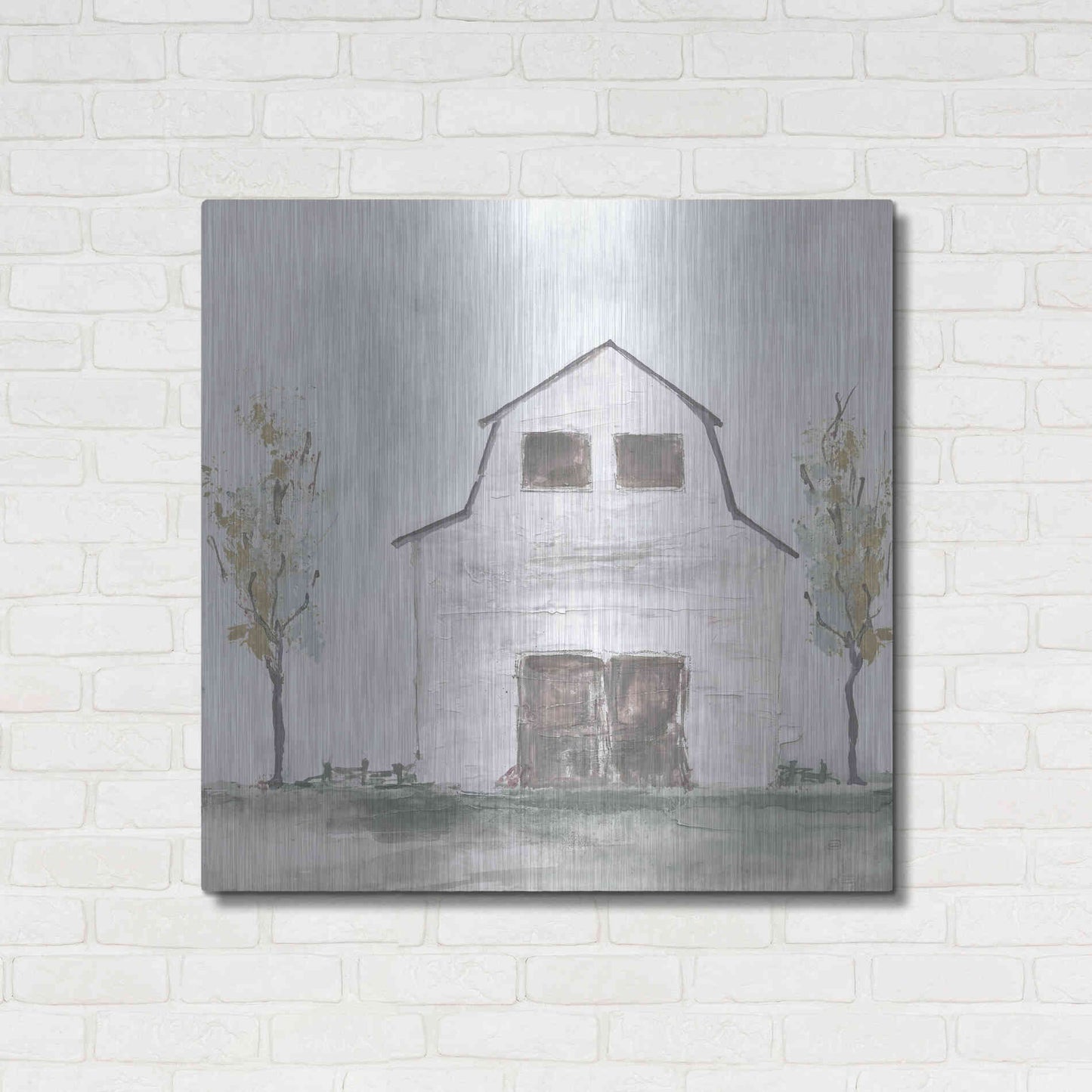 Luxe Metal Art 'White Barn IV' by Chris Paschke, Metal Wall Art,36x36