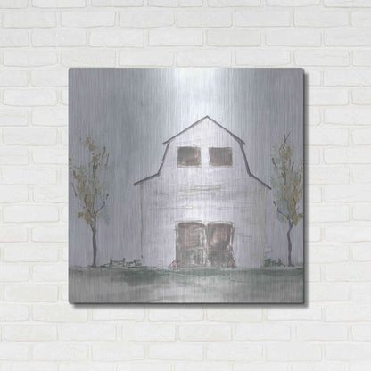 Luxe Metal Art 'White Barn IV' by Chris Paschke, Metal Wall Art,36x36