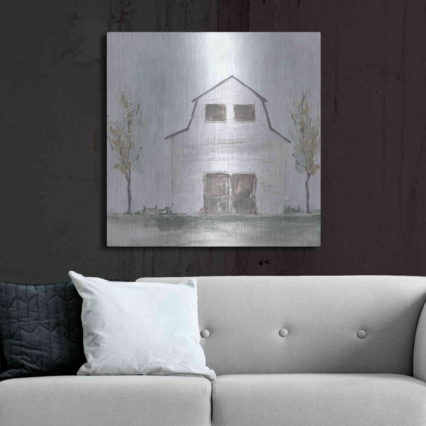 Luxe Metal Art 'White Barn IV' by Chris Paschke, Metal Wall Art,36x36