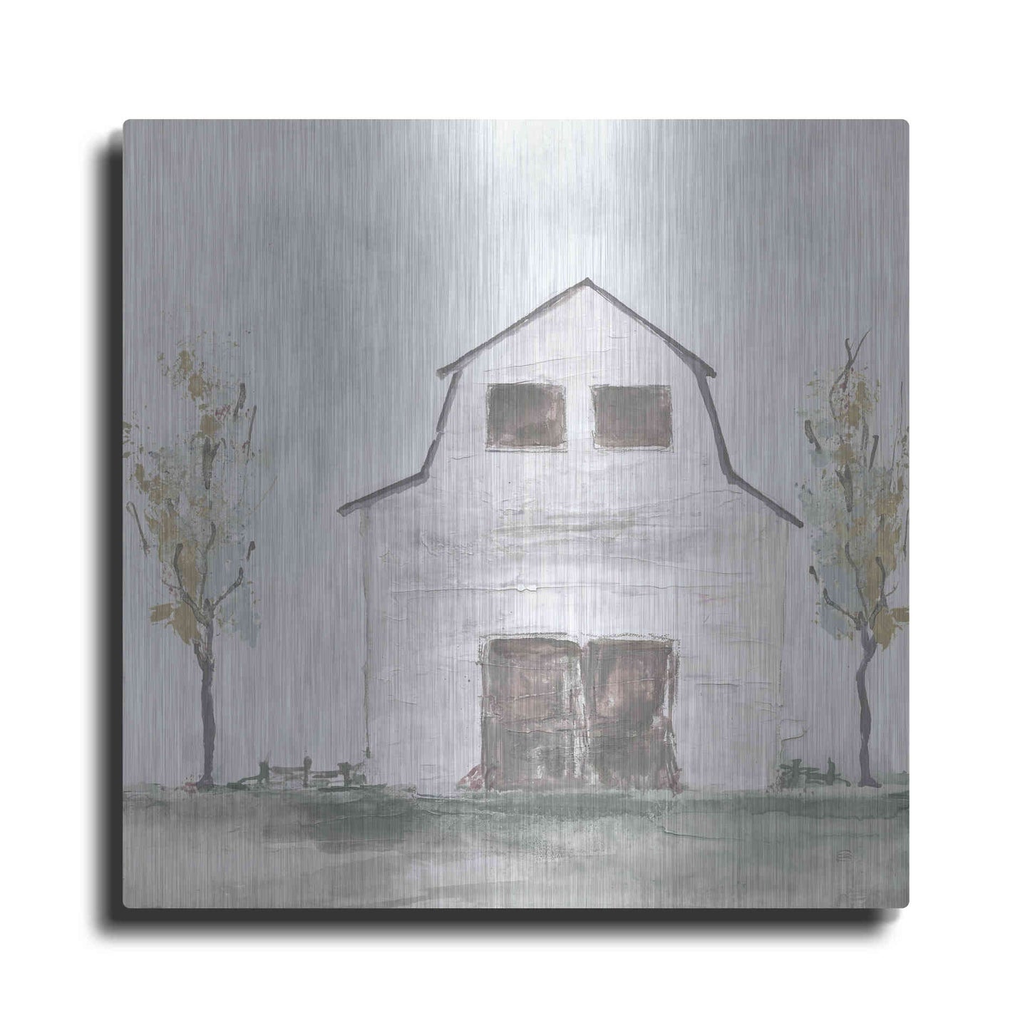 Luxe Metal Art 'White Barn IV' by Chris Paschke, Metal Wall Art