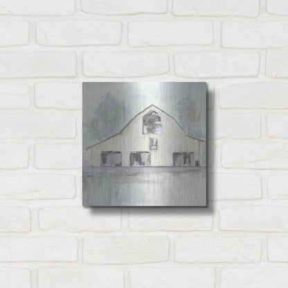 Luxe Metal Art 'White Barn V' by Chris Paschke, Metal Wall Art,12x12