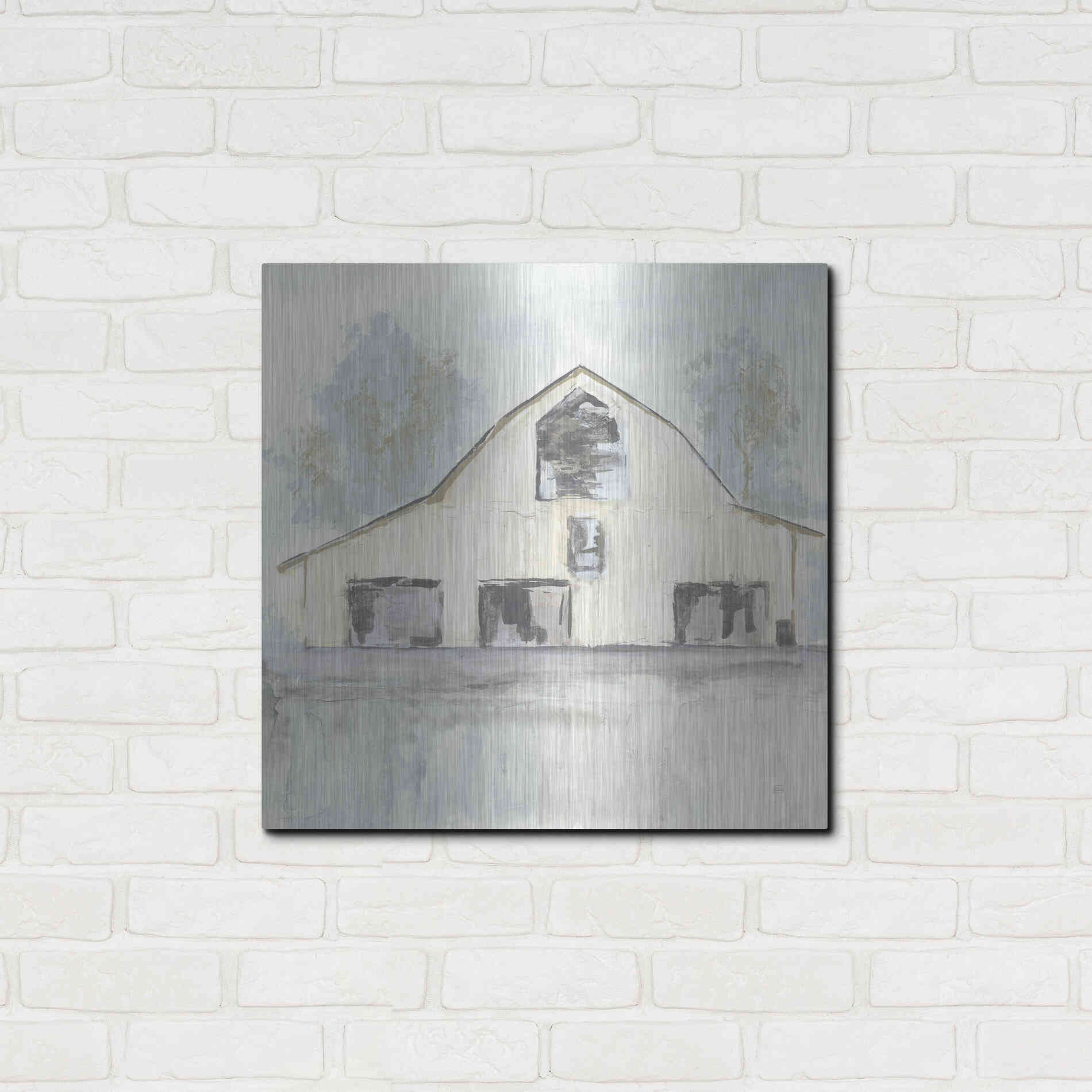 Luxe Metal Art 'White Barn V' by Chris Paschke, Metal Wall Art,24x24