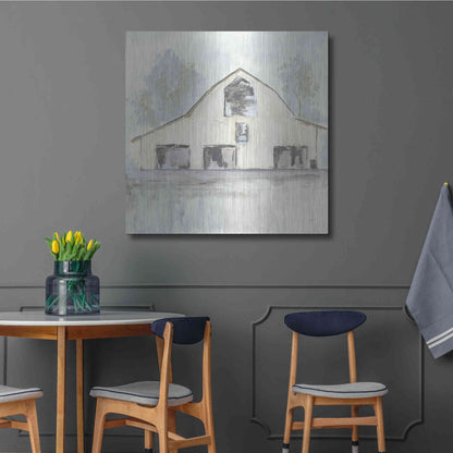 Luxe Metal Art 'White Barn V' by Chris Paschke, Metal Wall Art,36x36