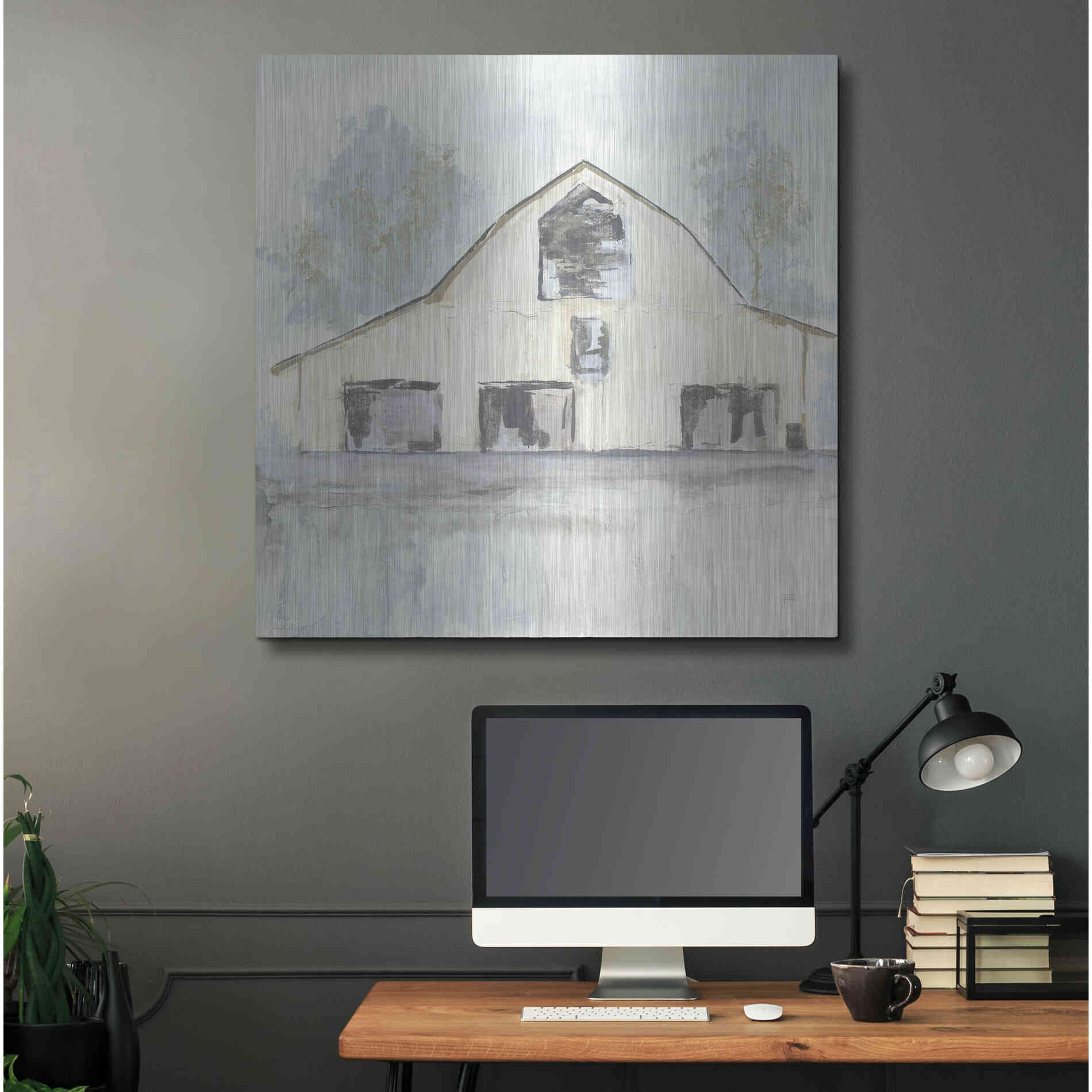 Luxe Metal Art 'White Barn V' by Chris Paschke, Metal Wall Art,36x36