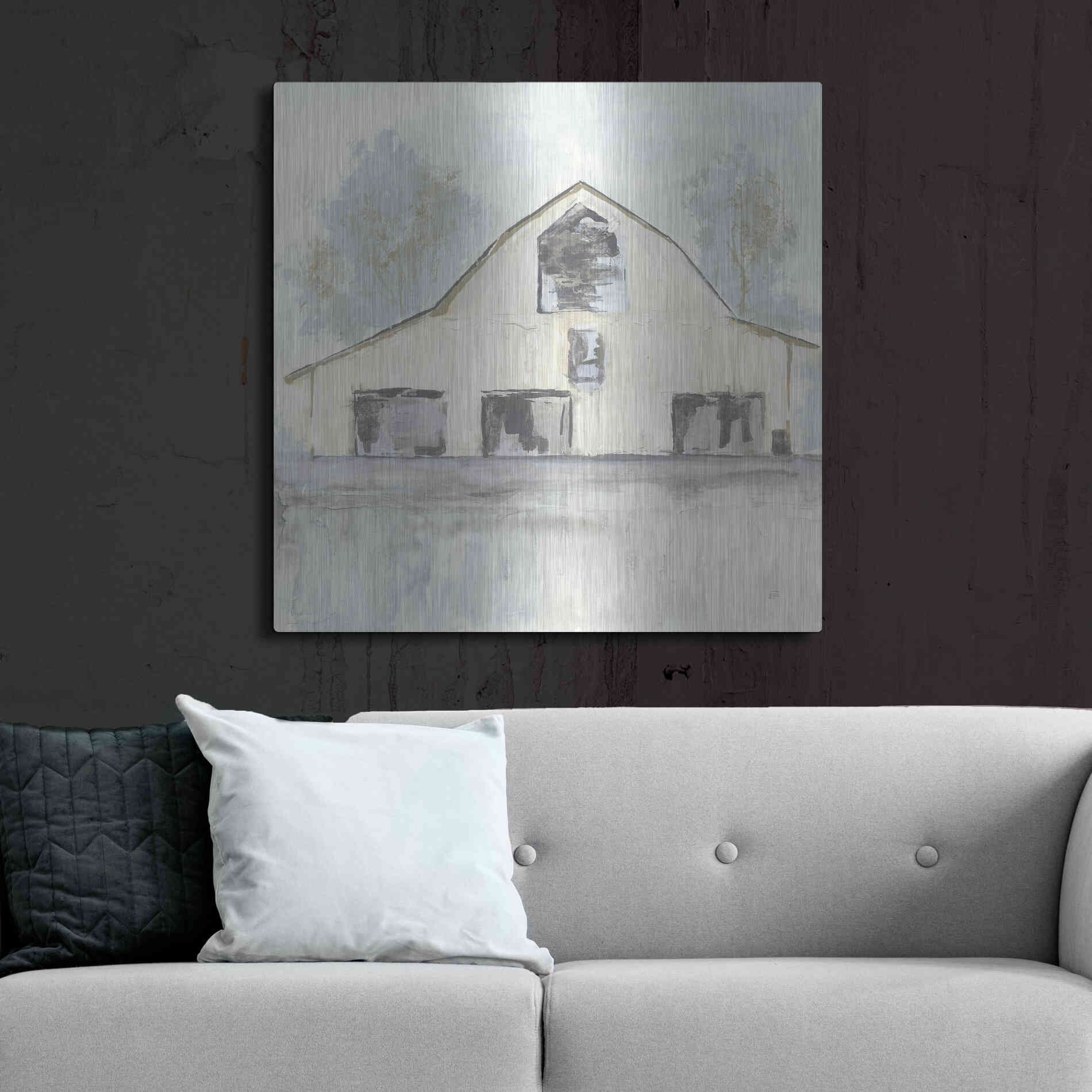 Luxe Metal Art 'White Barn V' by Chris Paschke, Metal Wall Art,36x36