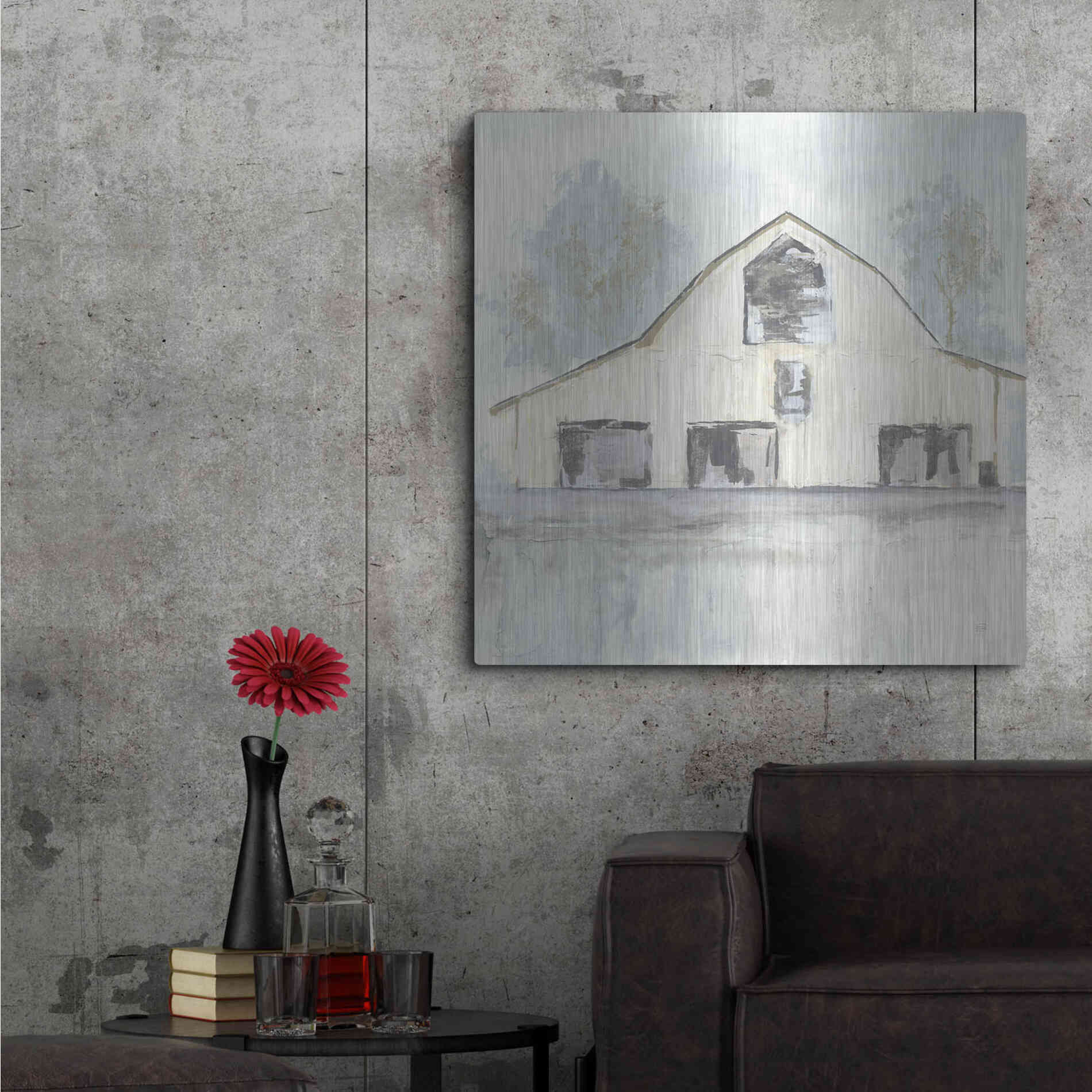 Luxe Metal Art 'White Barn V' by Chris Paschke, Metal Wall Art,36x36