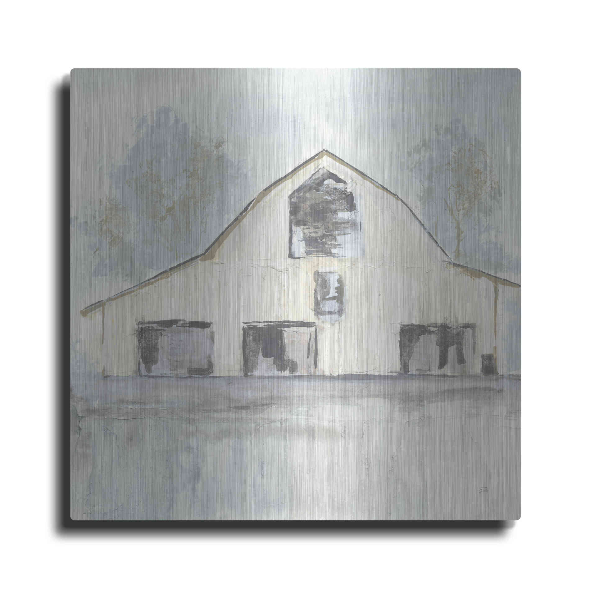 Luxe Metal Art 'White Barn V' by Chris Paschke, Metal Wall Art