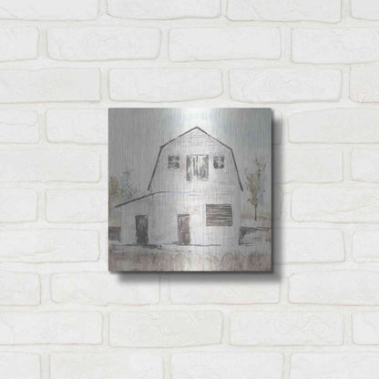 Luxe Metal Art 'White Barn VI' by Chris Paschke, Metal Wall Art,12x12