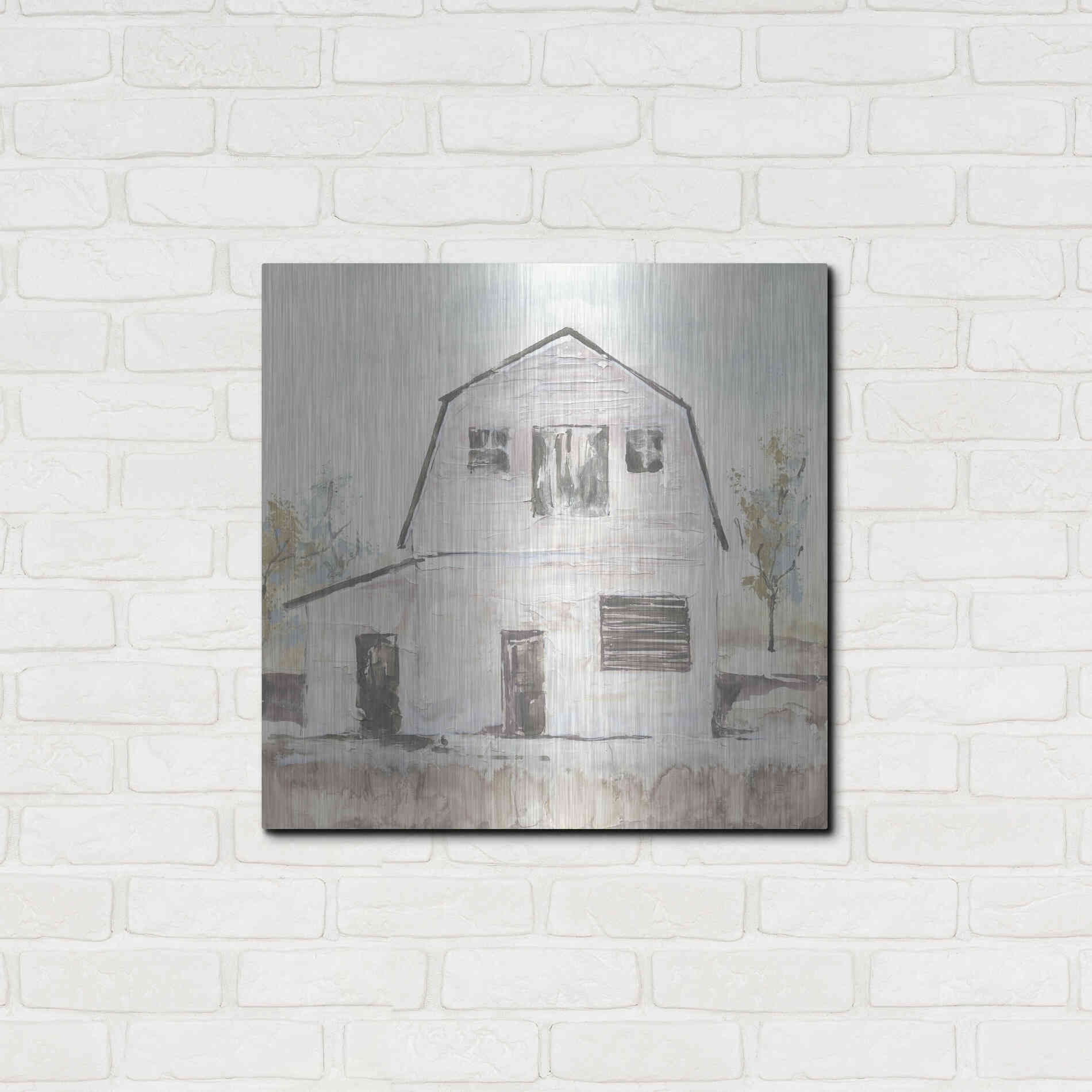 Luxe Metal Art 'White Barn VI' by Chris Paschke, Metal Wall Art,24x24