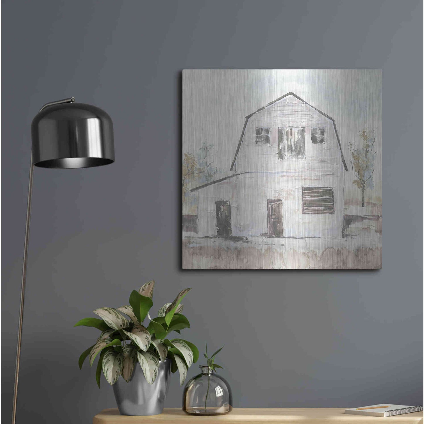 Luxe Metal Art 'White Barn VI' by Chris Paschke, Metal Wall Art,24x24