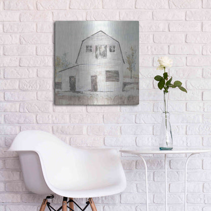 Luxe Metal Art 'White Barn VI' by Chris Paschke, Metal Wall Art,24x24