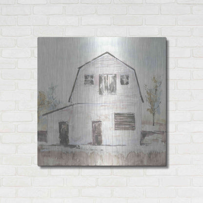 Luxe Metal Art 'White Barn VI' by Chris Paschke, Metal Wall Art,36x36