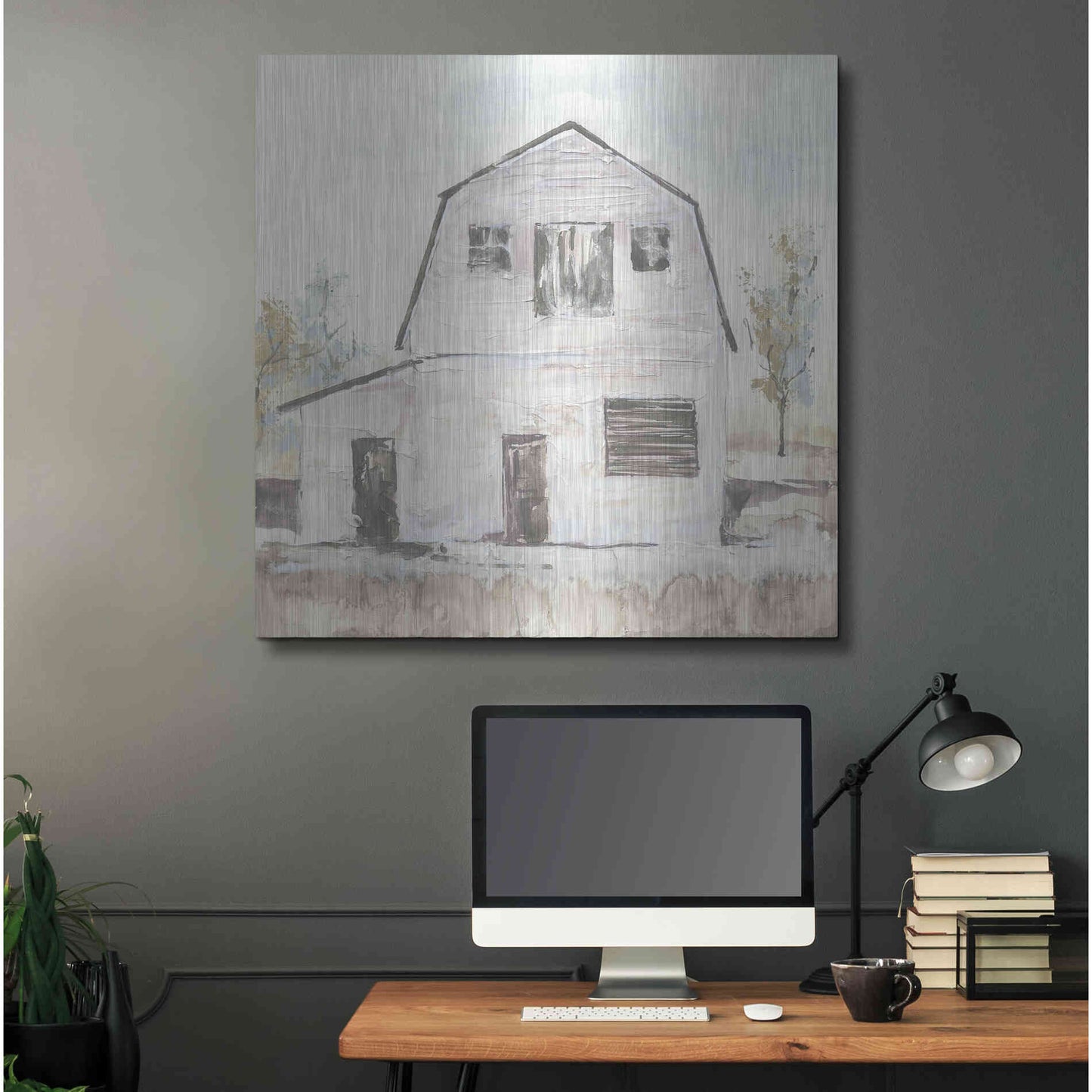 Luxe Metal Art 'White Barn VI' by Chris Paschke, Metal Wall Art,36x36