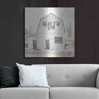 Luxe Metal Art 'White Barn VI' by Chris Paschke, Metal Wall Art,36x36