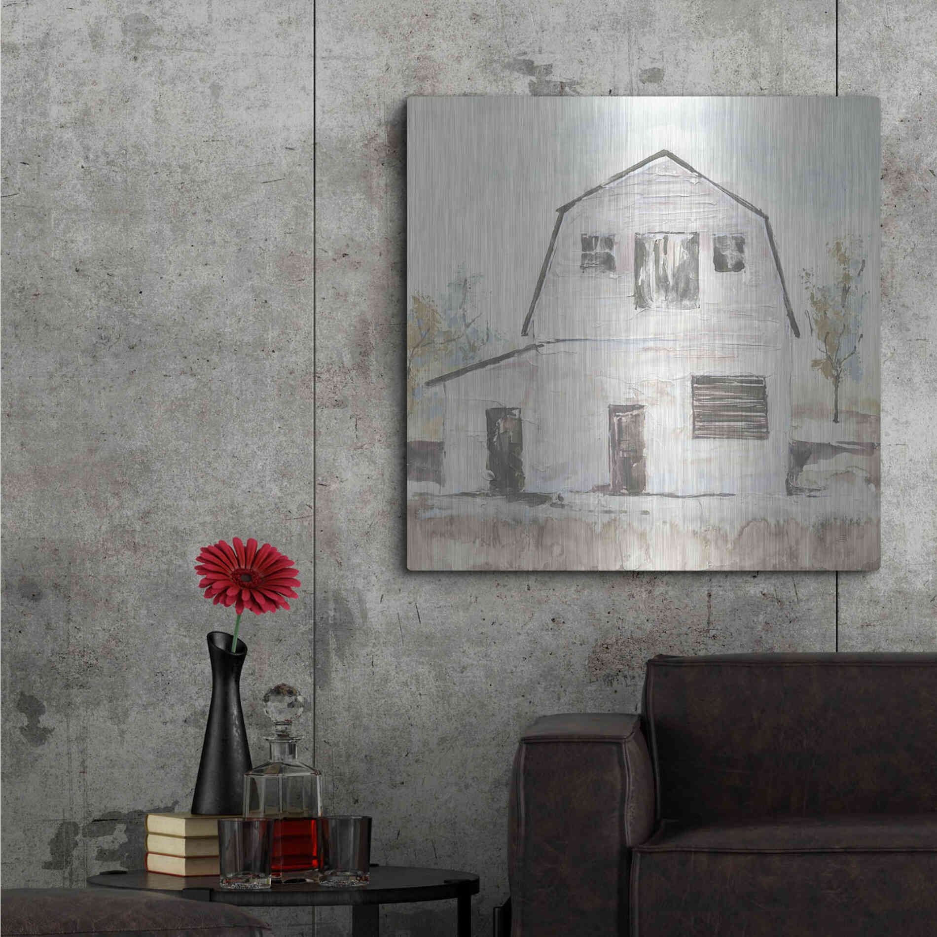 Luxe Metal Art 'White Barn VI' by Chris Paschke, Metal Wall Art,36x36