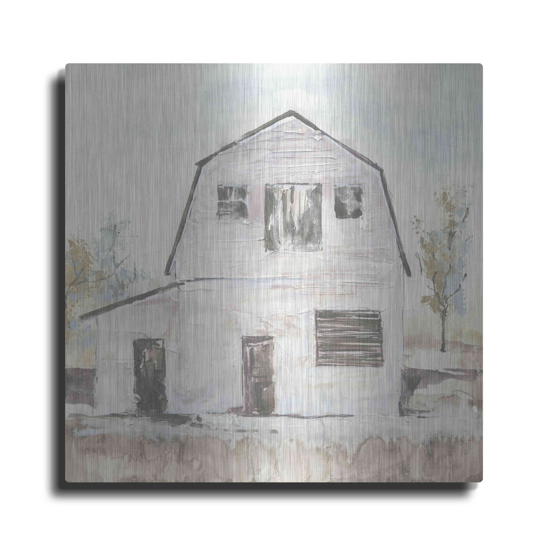 Luxe Metal Art 'White Barn VI' by Chris Paschke, Metal Wall Art