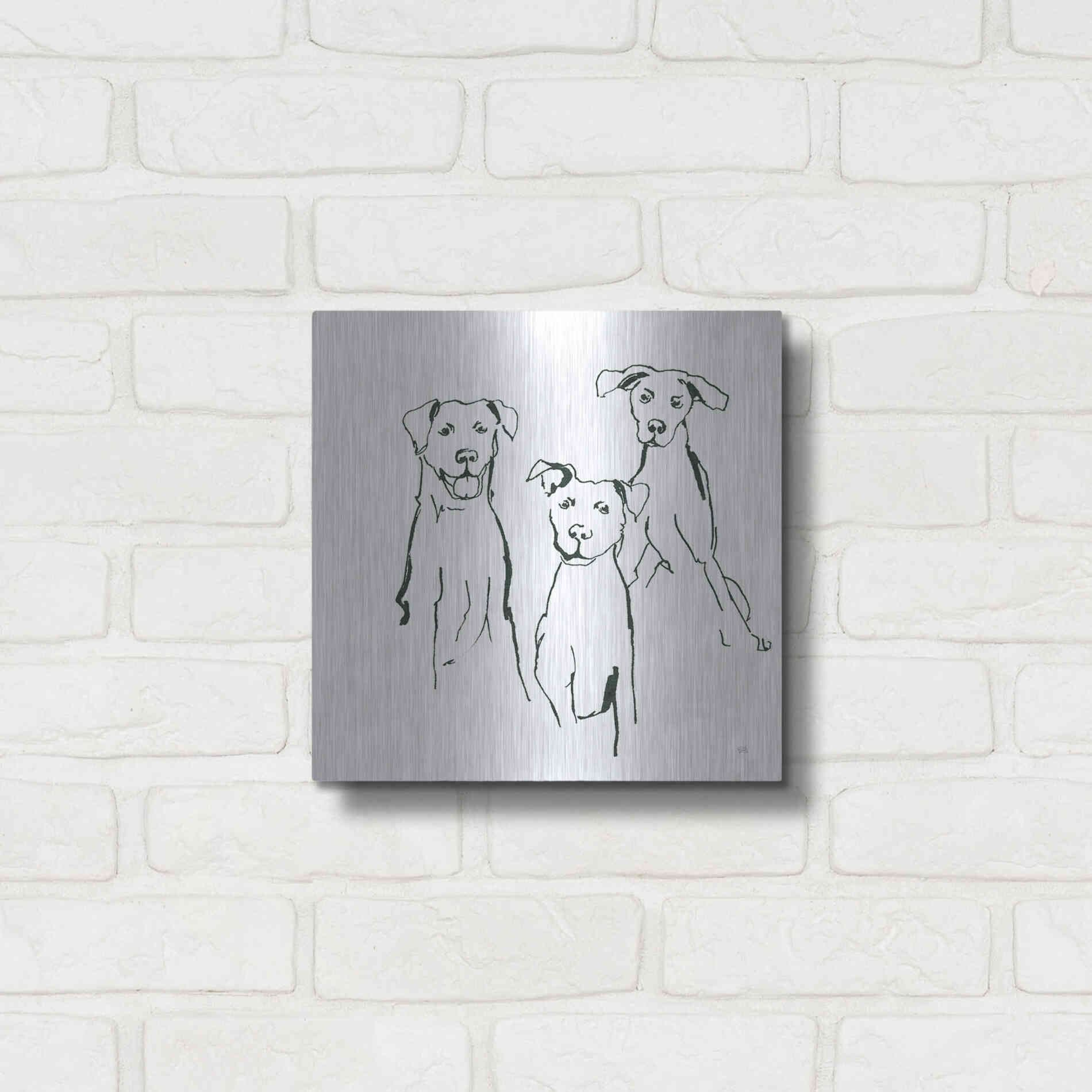 Luxe Metal Art 'Lovable Mutts I' by Chris Paschke, Metal Wall Art,12x12