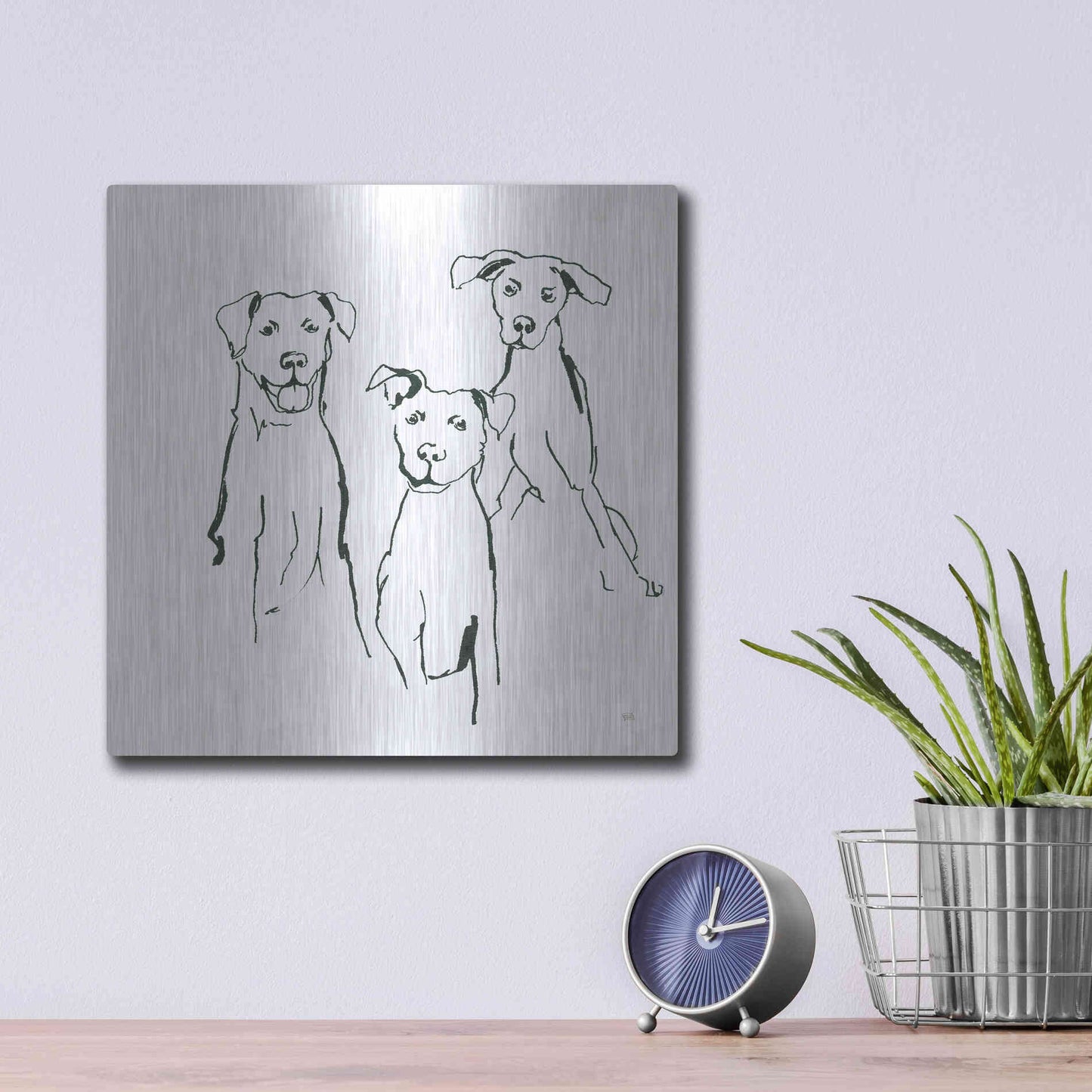 Luxe Metal Art 'Lovable Mutts I' by Chris Paschke, Metal Wall Art,12x12