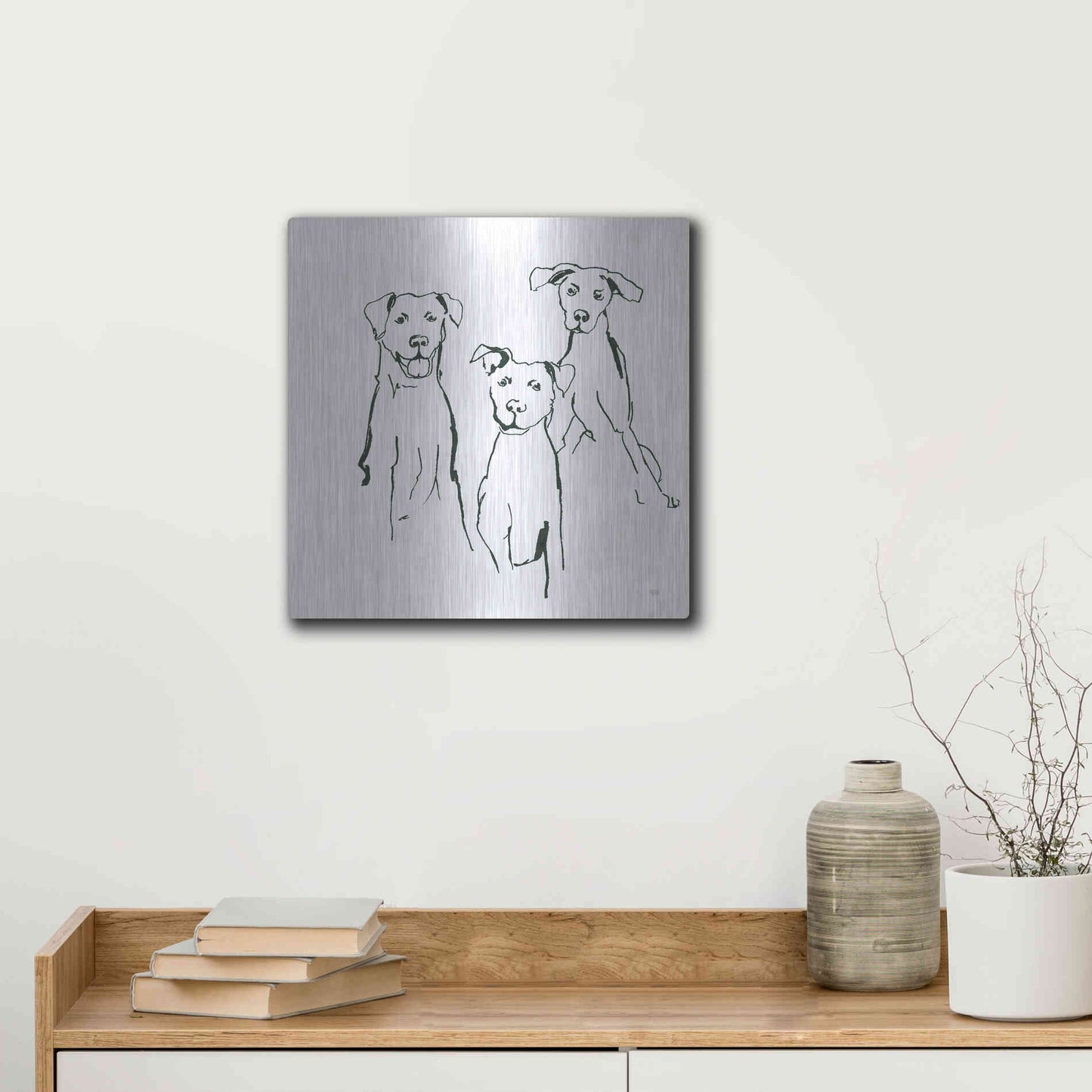 Luxe Metal Art 'Lovable Mutts I' by Chris Paschke, Metal Wall Art,12x12