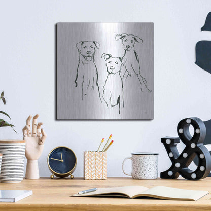 Luxe Metal Art 'Lovable Mutts I' by Chris Paschke, Metal Wall Art,12x12