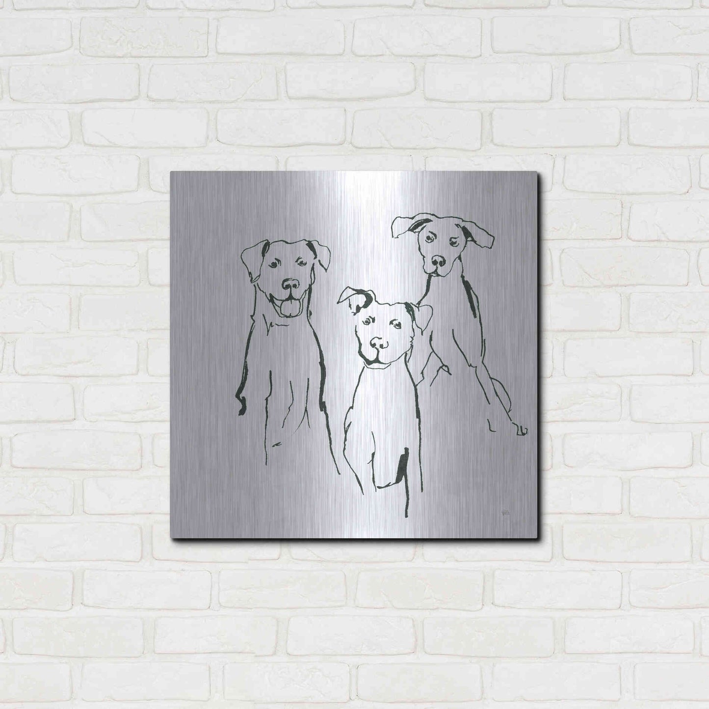 Luxe Metal Art 'Lovable Mutts I' by Chris Paschke, Metal Wall Art,24x24