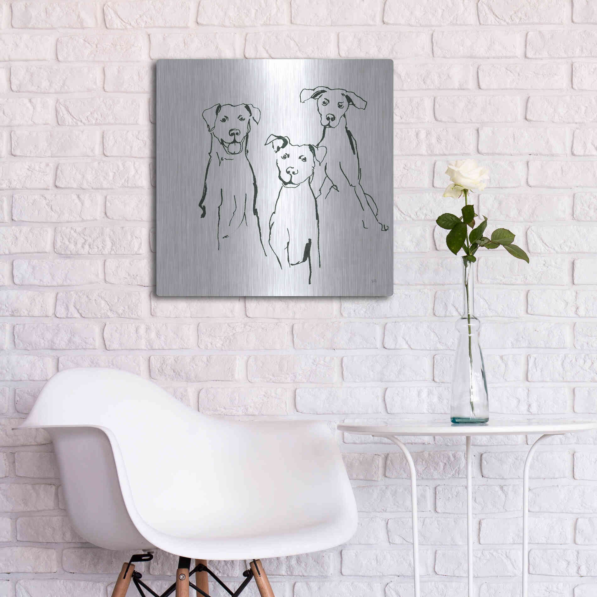 Luxe Metal Art 'Lovable Mutts I' by Chris Paschke, Metal Wall Art,24x24