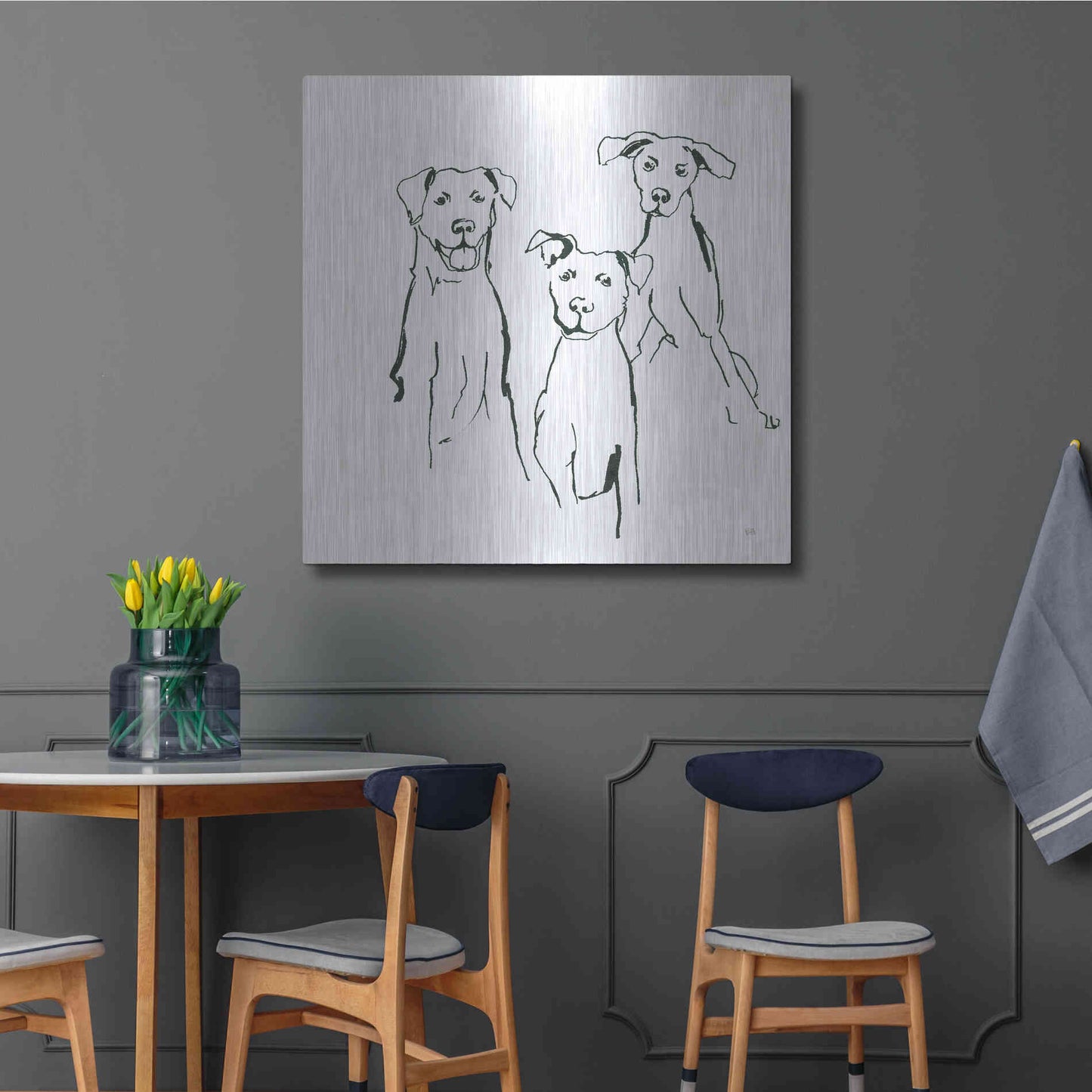 Luxe Metal Art 'Lovable Mutts I' by Chris Paschke, Metal Wall Art,36x36