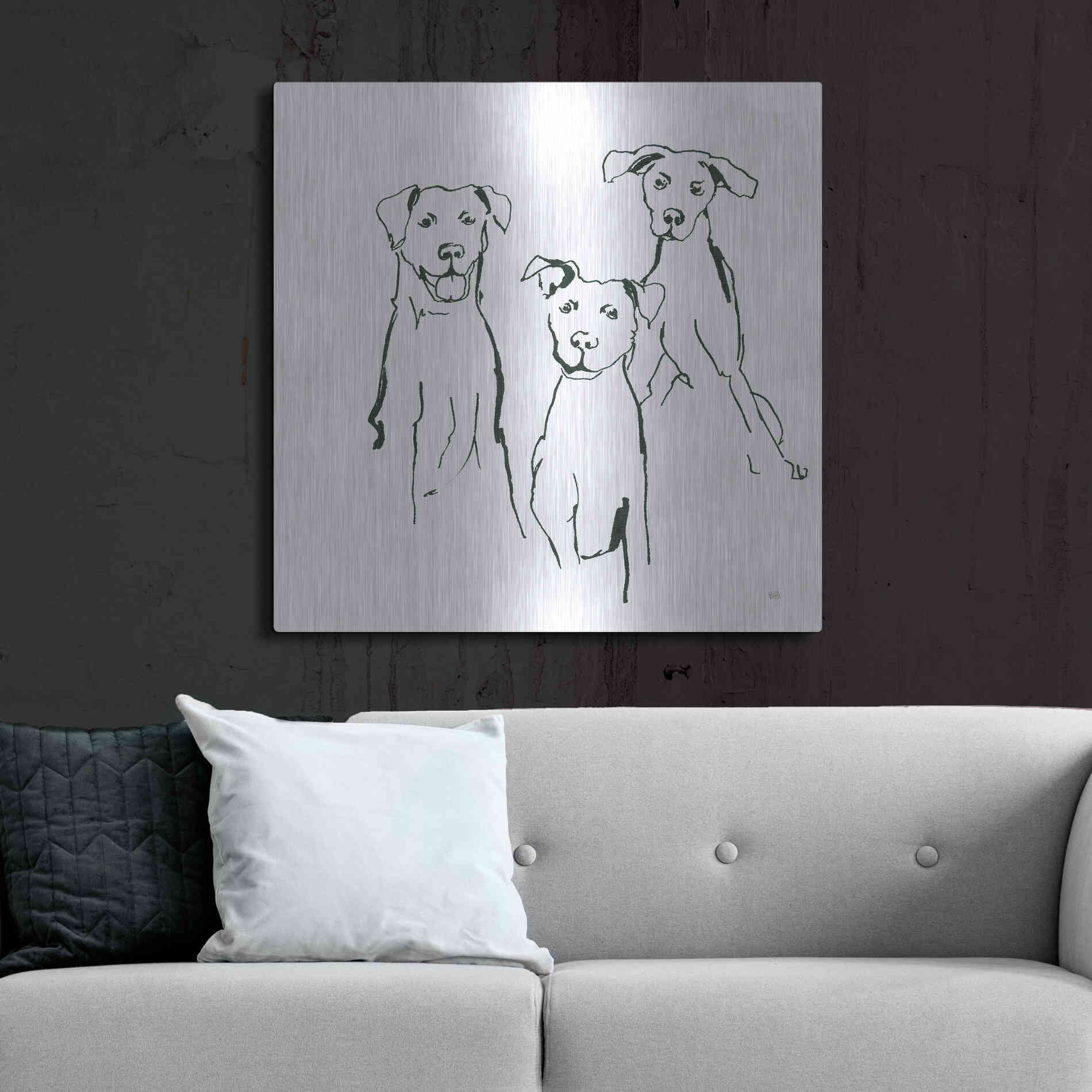 Luxe Metal Art 'Lovable Mutts I' by Chris Paschke, Metal Wall Art,36x36