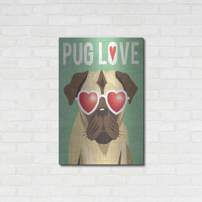 Luxe Metal Art 'Beach Bums Pug I Love' by Michael Mullan, Metal Wall Art,24x36