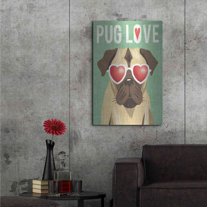 Luxe Metal Art 'Beach Bums Pug I Love' by Michael Mullan, Metal Wall Art,24x36