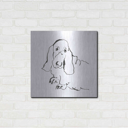 Luxe Metal Art 'Line Dog Basset Hound' by Chris Paschke, Metal Wall Art,24x24