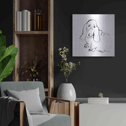 Luxe Metal Art 'Line Dog Basset Hound' by Chris Paschke, Metal Wall Art,24x24