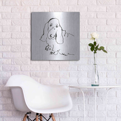 Luxe Metal Art 'Line Dog Basset Hound' by Chris Paschke, Metal Wall Art,24x24