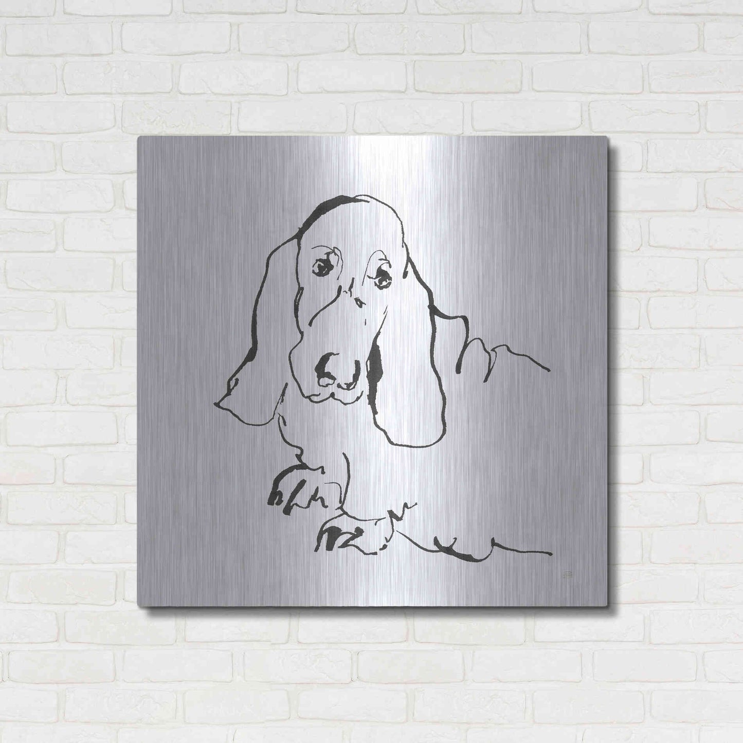 Luxe Metal Art 'Line Dog Basset Hound' by Chris Paschke, Metal Wall Art,36x36