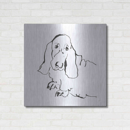 Luxe Metal Art 'Line Dog Basset Hound' by Chris Paschke, Metal Wall Art,36x36