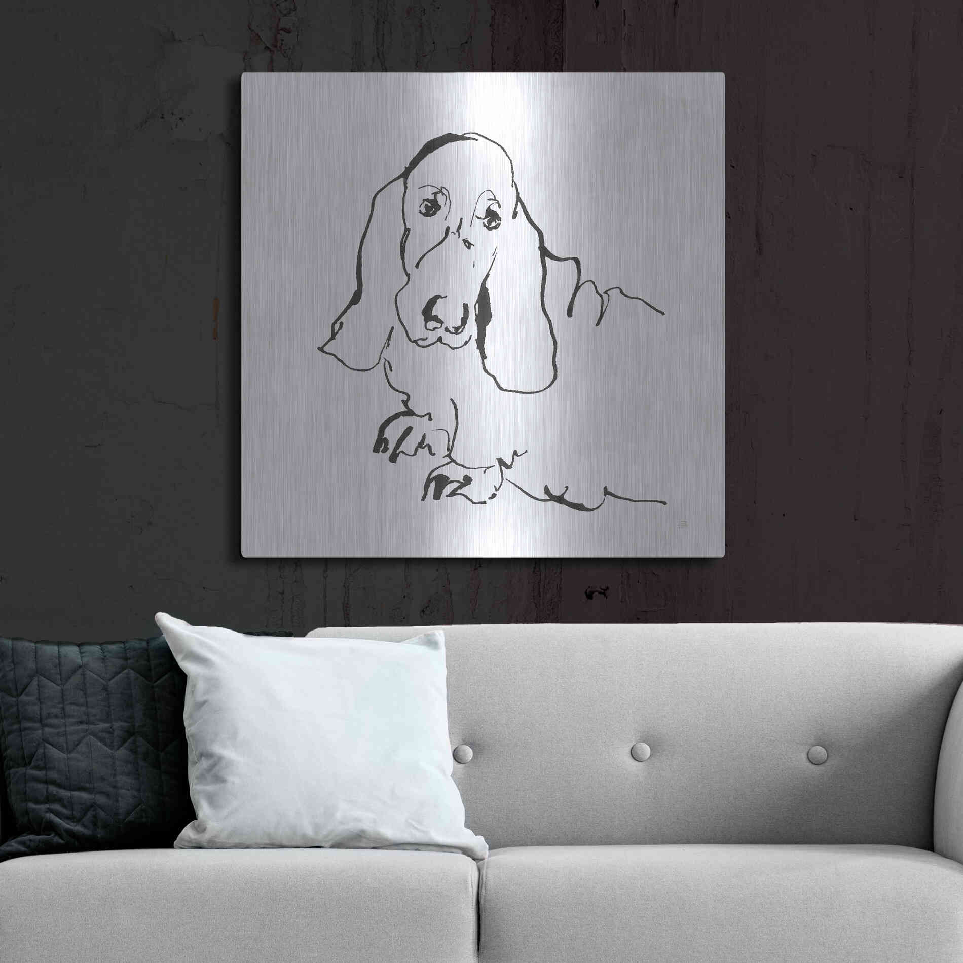 Luxe Metal Art 'Line Dog Basset Hound' by Chris Paschke, Metal Wall Art,36x36