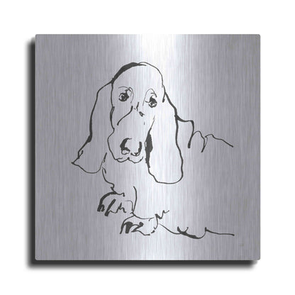 Luxe Metal Art 'Line Dog Basset Hound' by Chris Paschke, Metal Wall Art