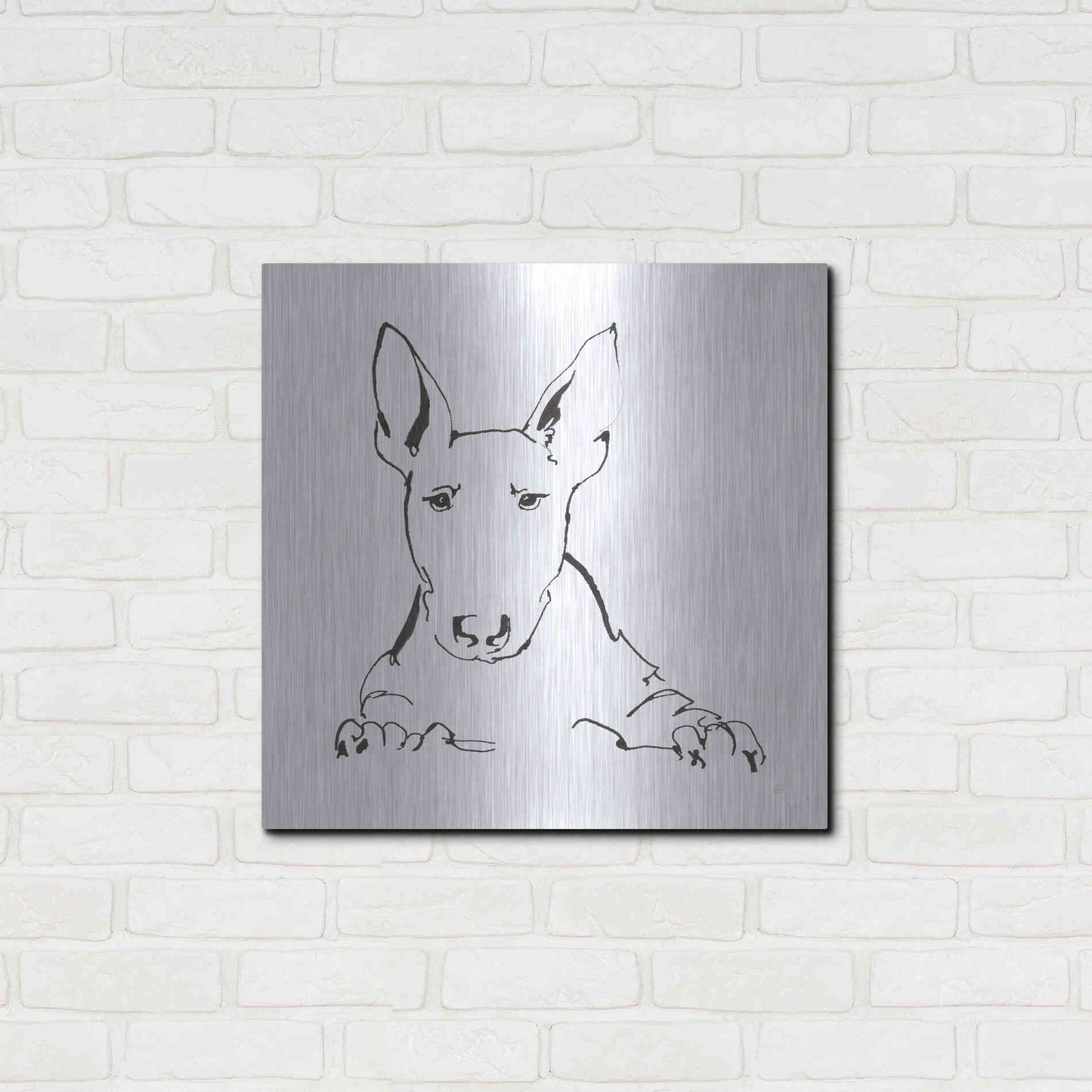 Luxe Metal Art 'Line Dog Bull Terrier' by Chris Paschke, Metal Wall Art,24x24