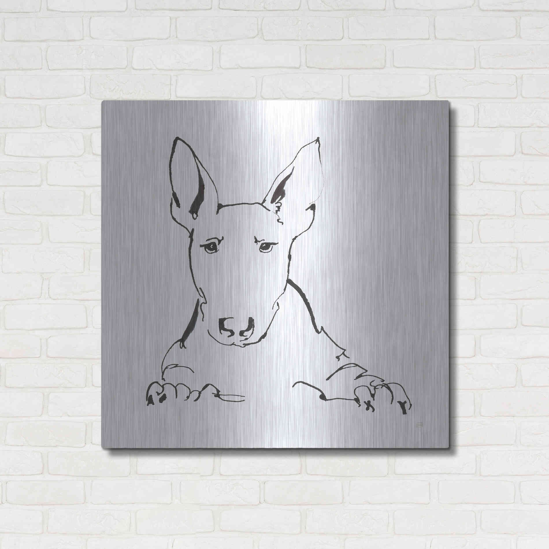 Luxe Metal Art 'Line Dog Bull Terrier' by Chris Paschke, Metal Wall Art,36x36