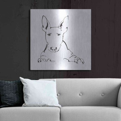 Luxe Metal Art 'Line Dog Bull Terrier' by Chris Paschke, Metal Wall Art,36x36