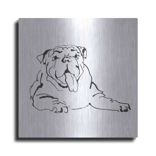 Luxe Metal Art 'Line Dog Bulldog I' by Chris Paschke, Metal Wall Art
