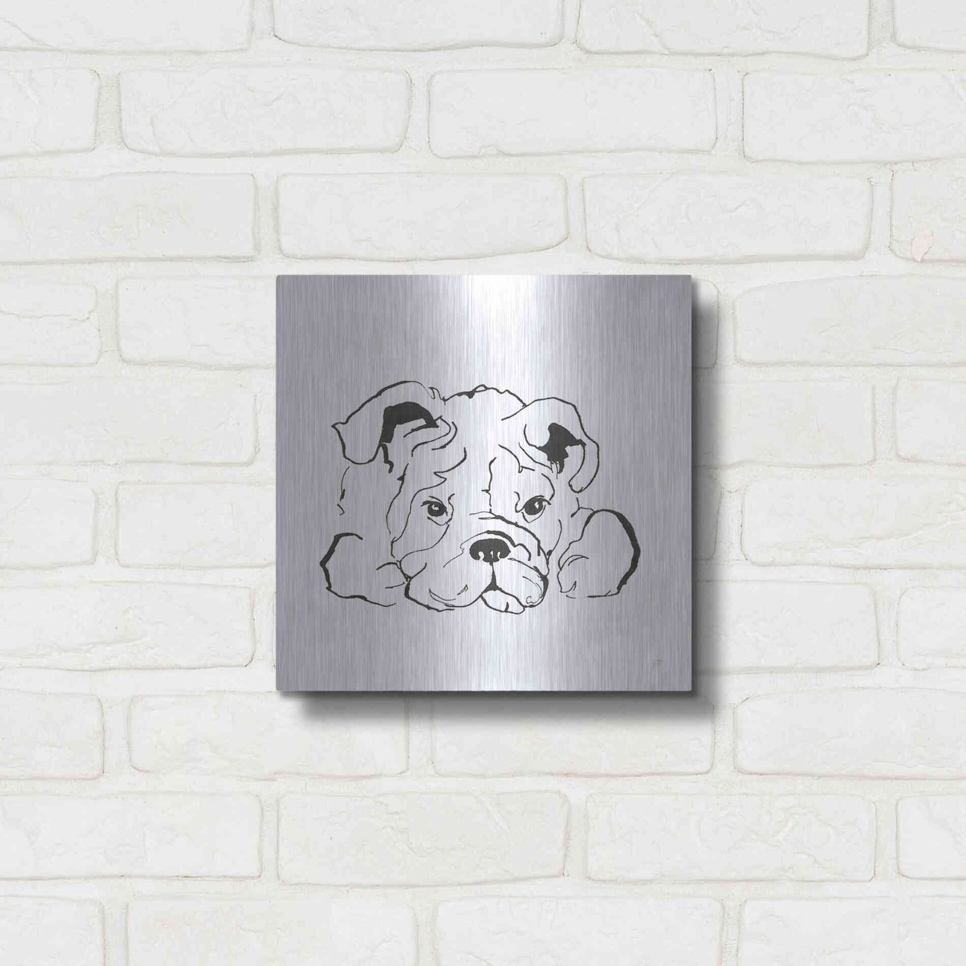 Luxe Metal Art 'Line Dog Bulldog II' by Chris Paschke, Metal Wall Art,12x12