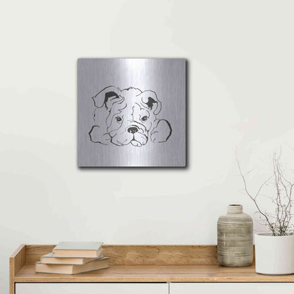 Luxe Metal Art 'Line Dog Bulldog II' by Chris Paschke, Metal Wall Art,12x12