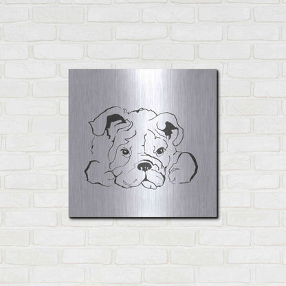 Luxe Metal Art 'Line Dog Bulldog II' by Chris Paschke, Metal Wall Art,24x24