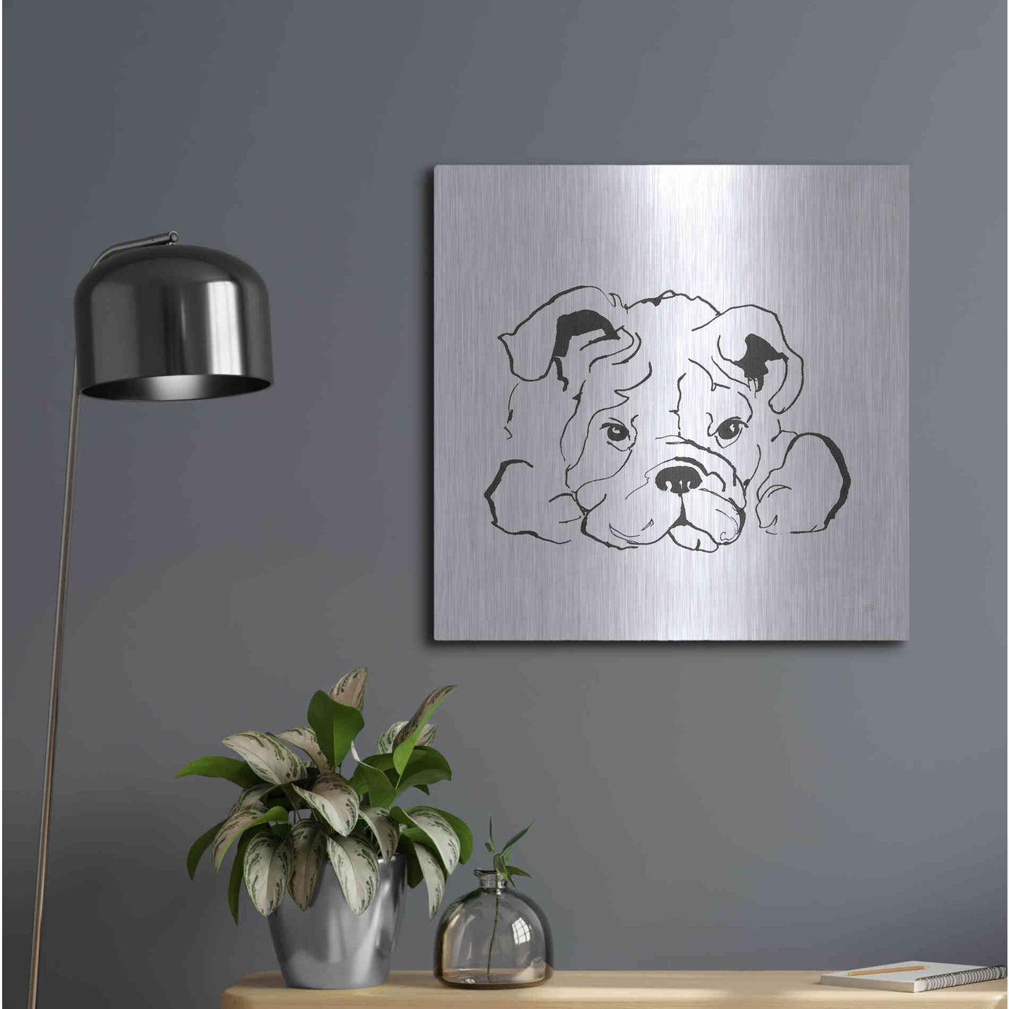 Luxe Metal Art 'Line Dog Bulldog II' by Chris Paschke, Metal Wall Art,24x24