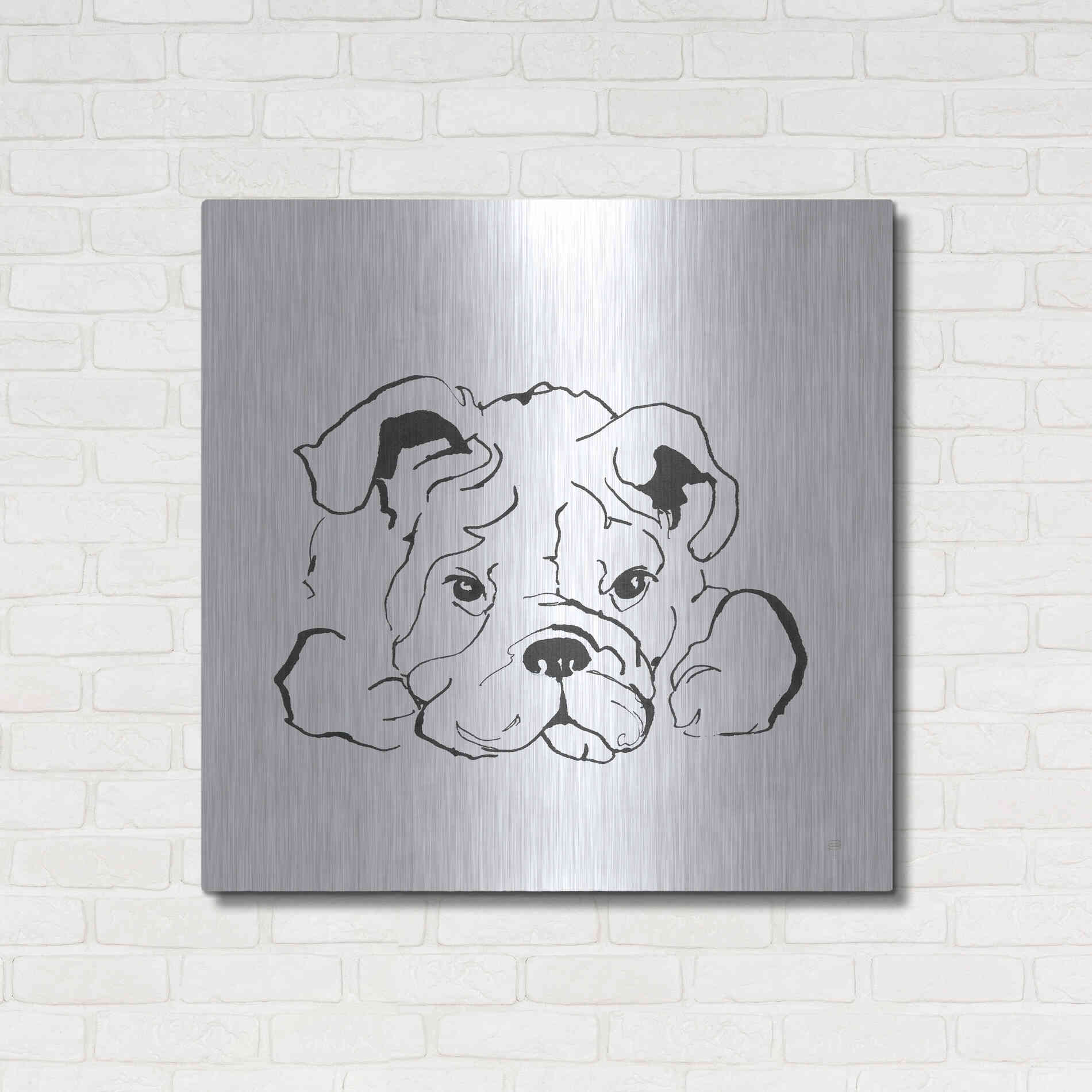 Luxe Metal Art 'Line Dog Bulldog II' by Chris Paschke, Metal Wall Art,36x36