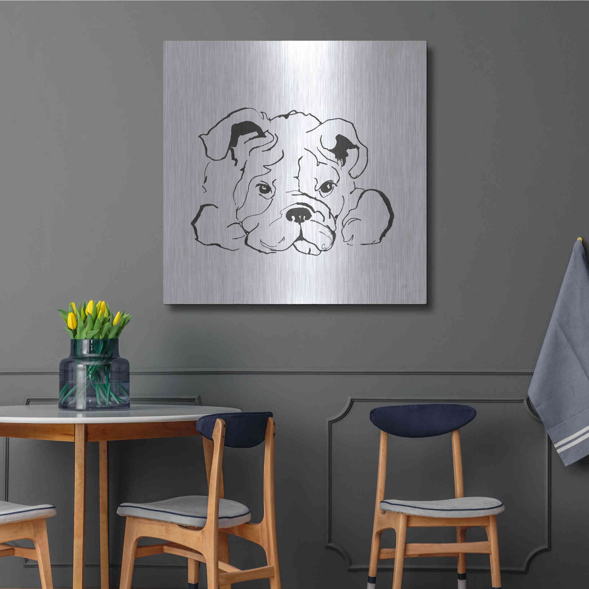 Luxe Metal Art 'Line Dog Bulldog II' by Chris Paschke, Metal Wall Art,36x36